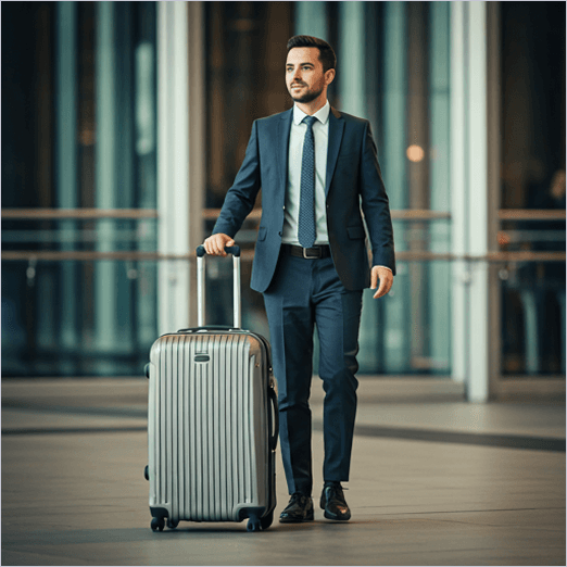 Voyageur professionnel avec une valise dans une gare